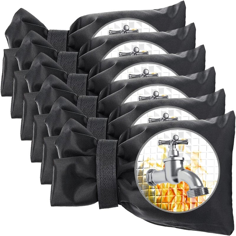 Actgan Outdoor Faucet Covers for Winter, 8.3"H x 6"W Thickened Outside Garden Faucet Socks for Freeze Protection, Reusable Insulated Faucet Covers, 6 Pack, Black - Image 1